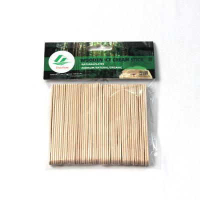 China Sustainable Disposable Wooden 93mm Wooden Ice Cream Stick With Logo Printing Customized In A Poly Bag for sale