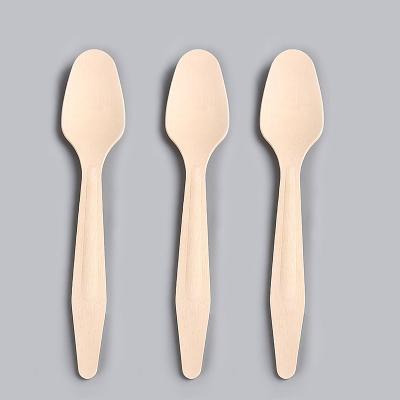 China Environmentally Friendly Biodegradable Bulk Cutlery Disposable Birch Wooden Spoons 180mm for sale