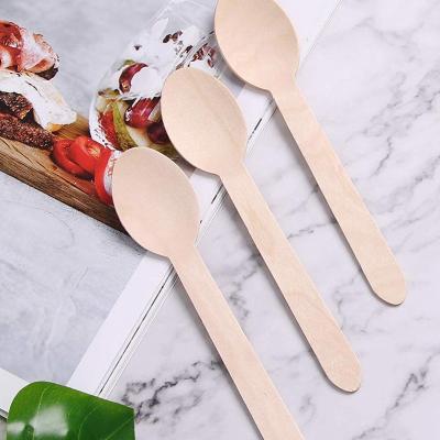 China Best Selling Disposable/Compostable/Eco Friendly Birch Wood Cutlery 160mm Smooth Surface Eco-friendly Spoon for sale