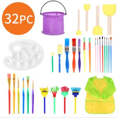 China Educational DIY Drawing Tools Kids Graffiti Sponge Painting Brush 32 Pieces Art Set Seal Sponge EVA Brush Painting for sale