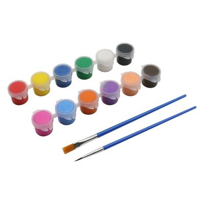 China Non-toxic high quality acrylic paints, 12colors paints strips with brush for kids.12 strip pot 5ml acrylic paint set with brush for sale