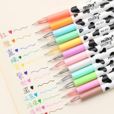 China Full Colors Creative Diamond Gel Pen 12 Head Cow Milk Cartoon Gel Pen for sale