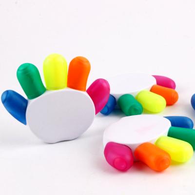 China Kids Paint Marker Pen Multicolor Fluorescent Palm Shape Highlighter Bar Customized Logo for sale