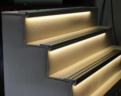 China Stair Lighting Fluted Stair Nosing Edge Led Aluminum Profiles For Walking Area Lighting for sale