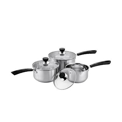 China Kitchen Sustainable Premium Home Cookware Set Wholesale Commercial Steel Casserole Kitchen Rice Cooker Milk Pot Food Grade Glass Lid for sale