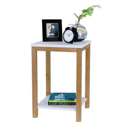 China Contemporary Modern Cheap Wood Side 2-Tier End Table With Storage Shelf For Living Room for sale