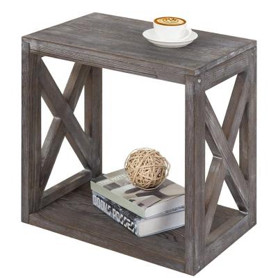 China (Other) Adjustable Rustic Antique Gray Wood Rectangular End Table for Living Room for sale