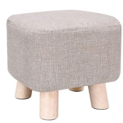 China Farmhouse Upholstered Footrest Square Shoe Bench Solid Wood Fabric Art Footstool for sale