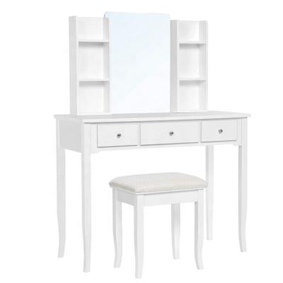 China Modern Modern White Makeup Vanity Table Set With Mirror For Bedroom for sale