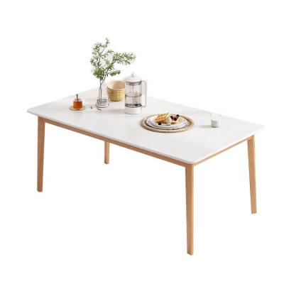 China Modern Wooden Dining Table (Other) Adjustable Kitchen Furniture Set in White and Brown for sale