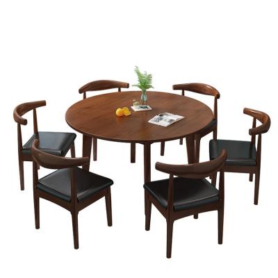 China Natural Wood Round Table And Chair (Other) Set Of Adjustable Dining Room Furniture for sale