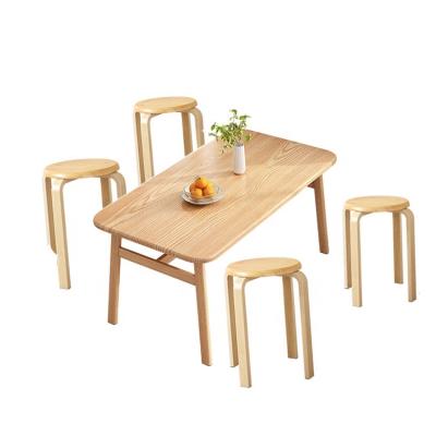 China Modern Natural Wood Dining Table Set (Other) Adjustable Living Room Furniture With 6 Chairs for sale