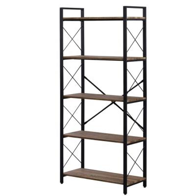 China Adjustable Living Room Furniture Industrial Vintage Wooden Book Shelves (Others) in Black and Brown Color for sale