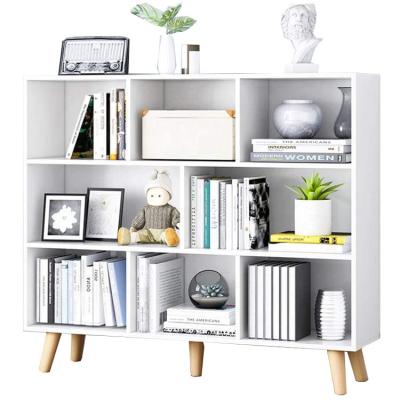 China Adjustable Modern White Wood Floor Standing Storage Book Shelves(Others) For Living Room for sale