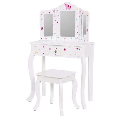 China Modern Modern White Wooden Makeup Vanity Set With 10 Dimmable LED Bulbs For Bedroom for sale