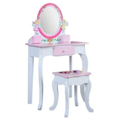 China Amazon Modern Custom Best Selling Products Wholesale Modern Wooden MakeupTable And Stool Set For Kids for sale