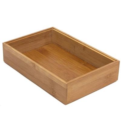 China Sustainable Home Natural Bamboo Wooden Drawer Box Stacking Organizer for sale