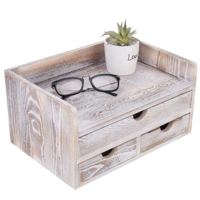 China Rustic Shabby Whitewashed Wooden Desk Desk Organizer with 3 Drawers for sale