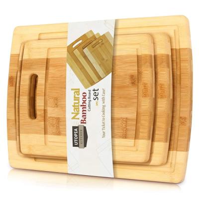 China Sustainable 3 Piece Bamboo Cutting Boards with Juice Grooves for Vegetables for sale