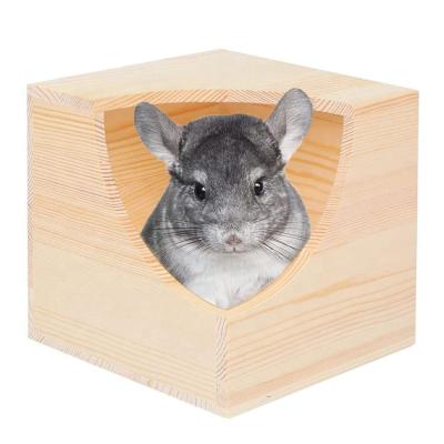 China Natural Wooden Pet Breathable Chinchilla Hideout Hut Small Animal Hideout for Chinchilla Sugar Gliders Squirrel for sale