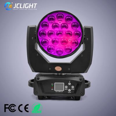 China Dimmer Martin Mac Aura 19x15w Rgbw 4in1 0~100% Up Turn On Head Light Moving Head Light Led Zoom Beam Wash Light for sale