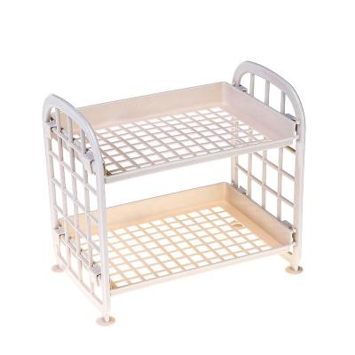 China Factory Price Viable 2 Layers Rectangle Shelf Plastic Storage Rack For Kitchen for sale