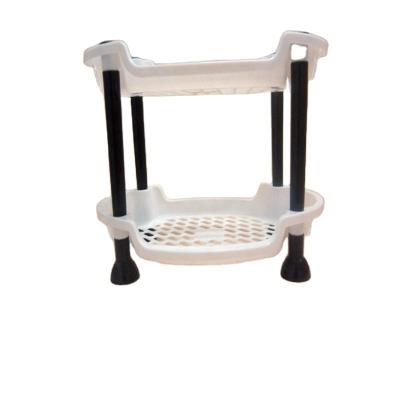 China Sustainable Plastic Bathroom Kitchen Storage Rack 2-Tier Removable Plastic Storage Shelf Rack for sale