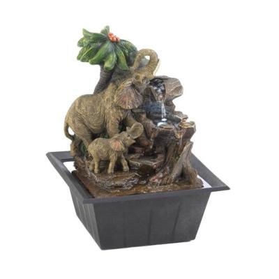 China Small LED Family Traditional Tabletop Fountain Elephant 10 Inch Decorative Desktop Water Fountain for sale