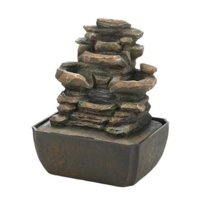 China Traditional Feng Tiered Tabletop Indoor Decor Fountain LED Formation Rock Indoor Water Fountain for sale