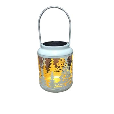 China Iron Solar Christmas Led Decoration White And Gold Lights Solar LED Lantern for sale