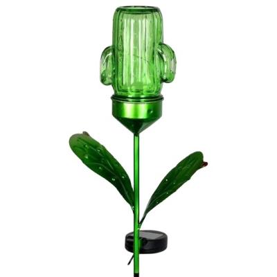 China Solar Green Garden Cactus Garden Stake With LED Lights Outdoor Solar Lamp for sale