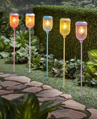 China New Design Modern Outdoor Multi Color Solar Waterproof Outdoor Landscape Lighting Fixtures Metal Stake LED Solar Decorative Bulb for sale