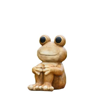 China Handmade Craft MgO Magnesium Oxide Frog Animal Sitting Statue For Garden Decoration Frog Statue Garden Sitting Ornaments for sale