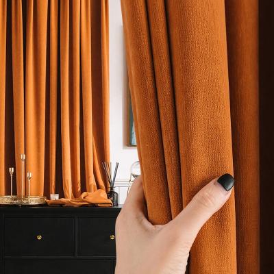 China Blackout 2022 Orange Single Blackout Velvet Color Ready Made Window Curtains For Living Room for sale