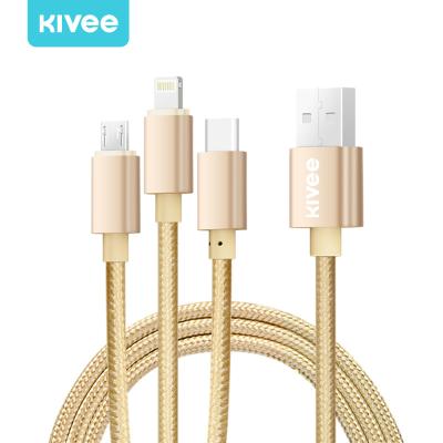 China MP3/MP4 player KIVEE CH061 2.1A 3 in 1 usb charging cable for mobile phones charging fast for mobile devices for xiaomi for Huawei for iphone for sale