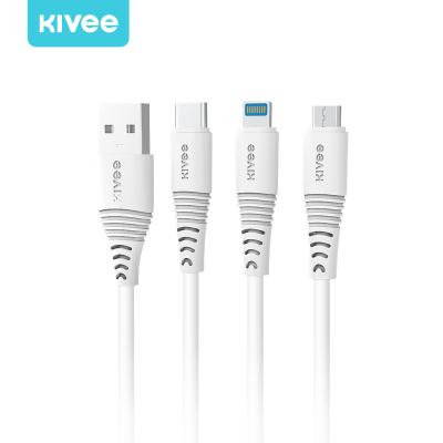 China MP3/MP4 Player KIVEE CH073 3.5A One Pull Three 3 in 1 Fast Charger Charging Cable for Mobile Phone for iPhone for Android for sale