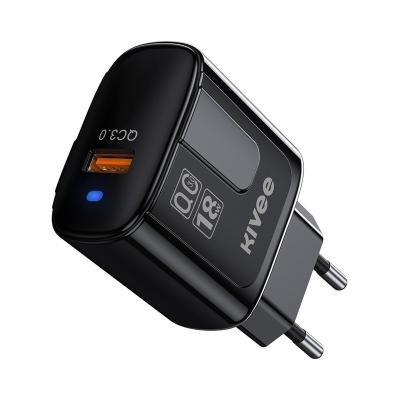 China Wholesale New Mobile Phone KIVEE 2021 On Wall Charger Super Single USB Port QC 3.0 Fast Charging EU Wall Charger 18w for sale