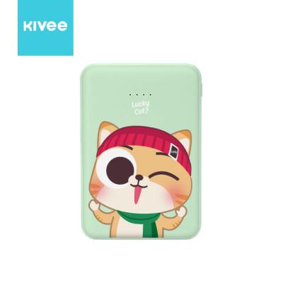 China Portable KIVEE High Capacity Slim Power Bank 5000mAh With LED Light Display Cute Animal Printing for sale