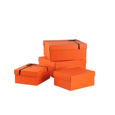 China Recycled materials store Bowknot birthday orange sky and earth cover large beautiful creative Valentine's Day gift box for sale