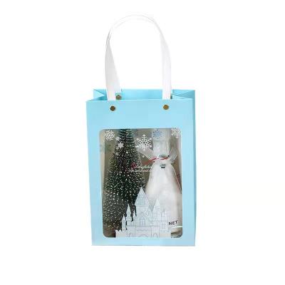 China Wholesale Creative Recyclable Blue Tote Handbag Wedding Gift Rectangular Paper Bag for sale