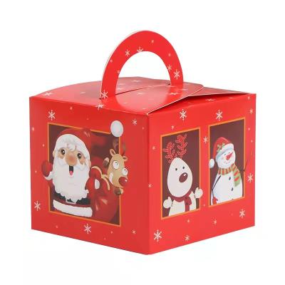 China Ping An Fruit Empty Gift Square Christmas Nougat Box Apple Cartoon Recyclable Pastry Snowflake Crunchy Packing Box for sale