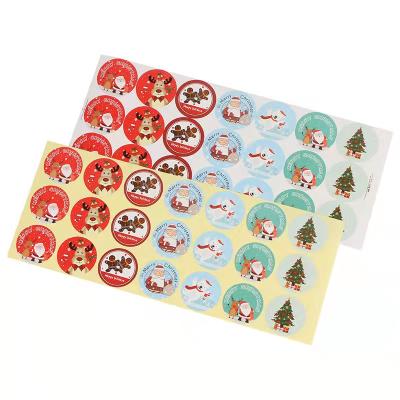 China Suitable for all kinds of non - oily outdoor Christmas round cartoon elks seal box gift paper baking decorative sticker for sale