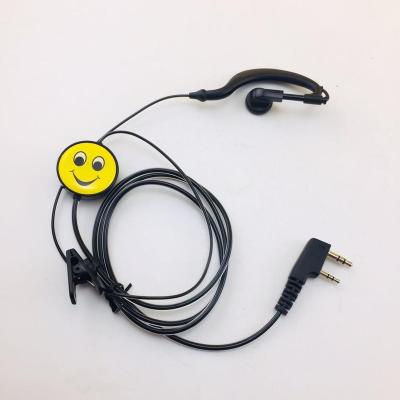 China Portable PU Coil Cable Walkie Talkie Customized Ear Hanger Smile Face Button Earphone PTTs Cable Earpiece for baofeng 888s 777s 666s uv-5r for sale