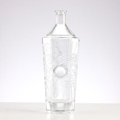 China Clear Customized Twist Pattern Liquor Spirit Wine Brandy Bourbon Tequila Glass Bottle for sale