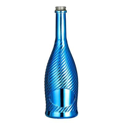 China Capacidade personalizada Rosa incolor Prata Ouro Prata Azul Eletroplacada garrafa de champanhe 750 ml com tampa à venda