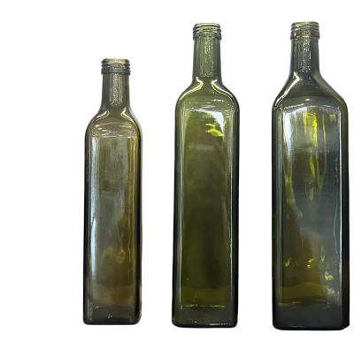 Cina 100 ml 250 ml 375 ml 500 ml 750 ml cilindro verde scuro bottiglie di vetro di olio d'oliva con tappo in alluminio in vendita