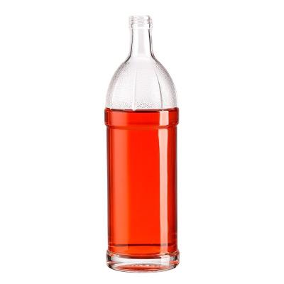 Chine Bouteille de vin 1L Bouteille de verre transparent avec bouchon en aluminium Logo personnalisé à vendre