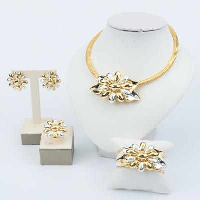 China YueMing Custom Wholesale Good Quality 18K Gold Plated Women Jewelry Set Designer Bridal Cute Fashion Earring Set Luxury Real Gold for sale