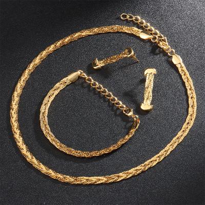 China Good Quality YueMing Dubai Africa Gold Color Big Choker Necklace Bracelet Set For Women Hip Hop Lock Vintage Neck Necklace Jewelry Accessories for sale