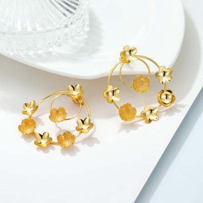 China Good Quality Discount Price Hot Popular Flower Shape 18k Rose Gold Big Earrings Jewelry for sale